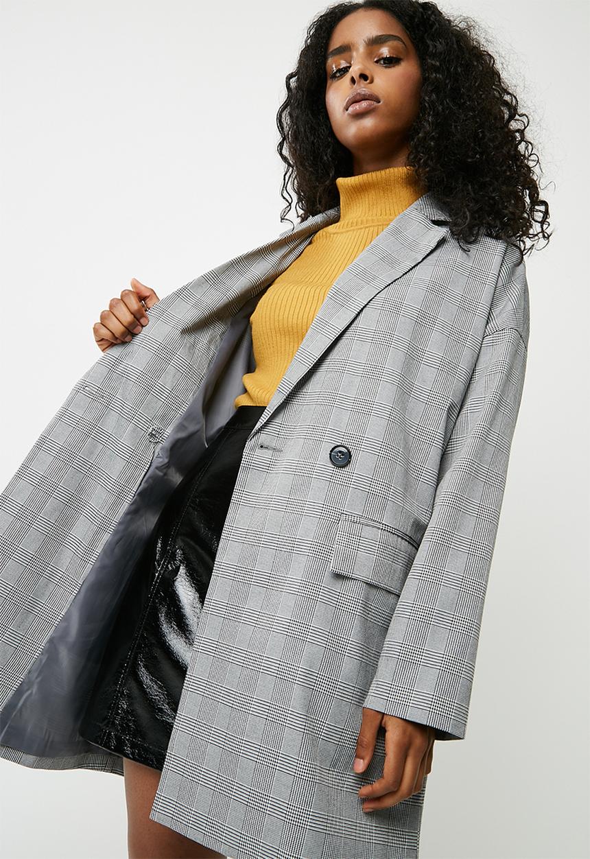 Vero Moda - Ink oversized check blazer - black & white