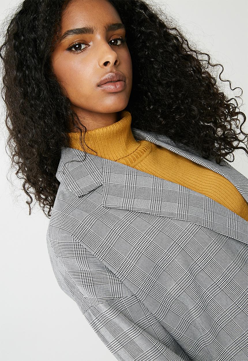 Vero Moda - Ink oversized check blazer - black & white