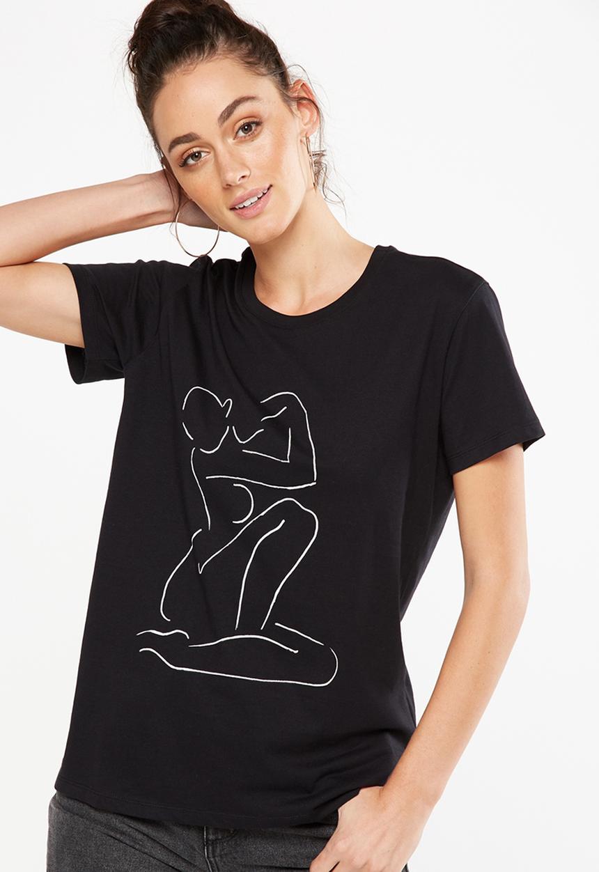 Cotton On - Tbar fox graphic T-shirt - black