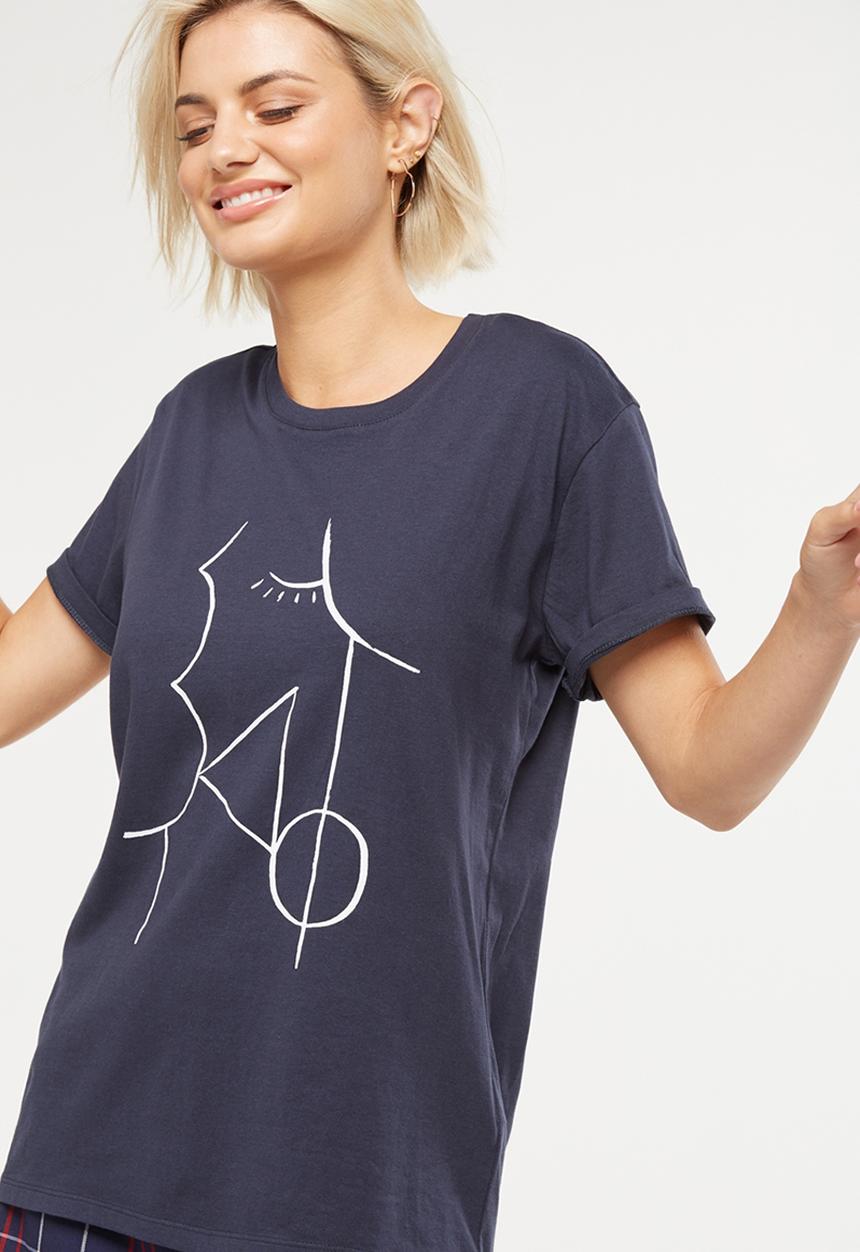Cotton On - Tbar fox graphic T-shirt - blue