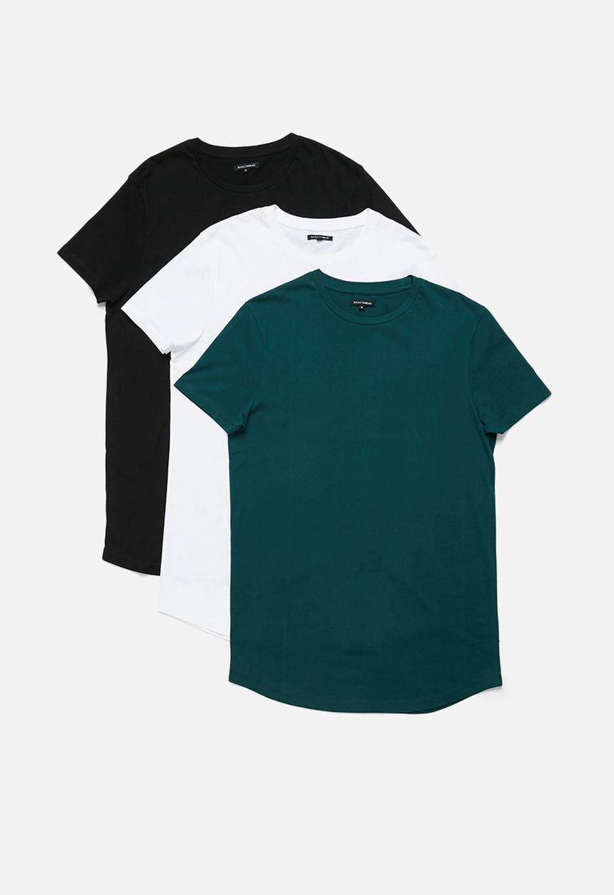 basicthread - Longline curved hem tee 3 pack