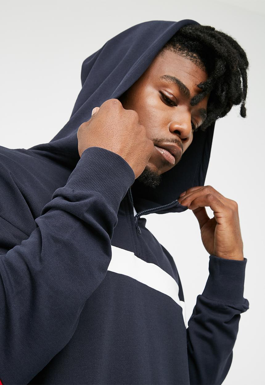 Only & Sons - Zip neck colour-block hoodie
