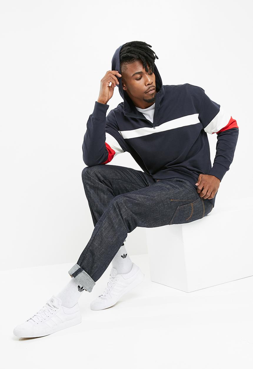 Only & Sons - Zip neck colour-block hoodie