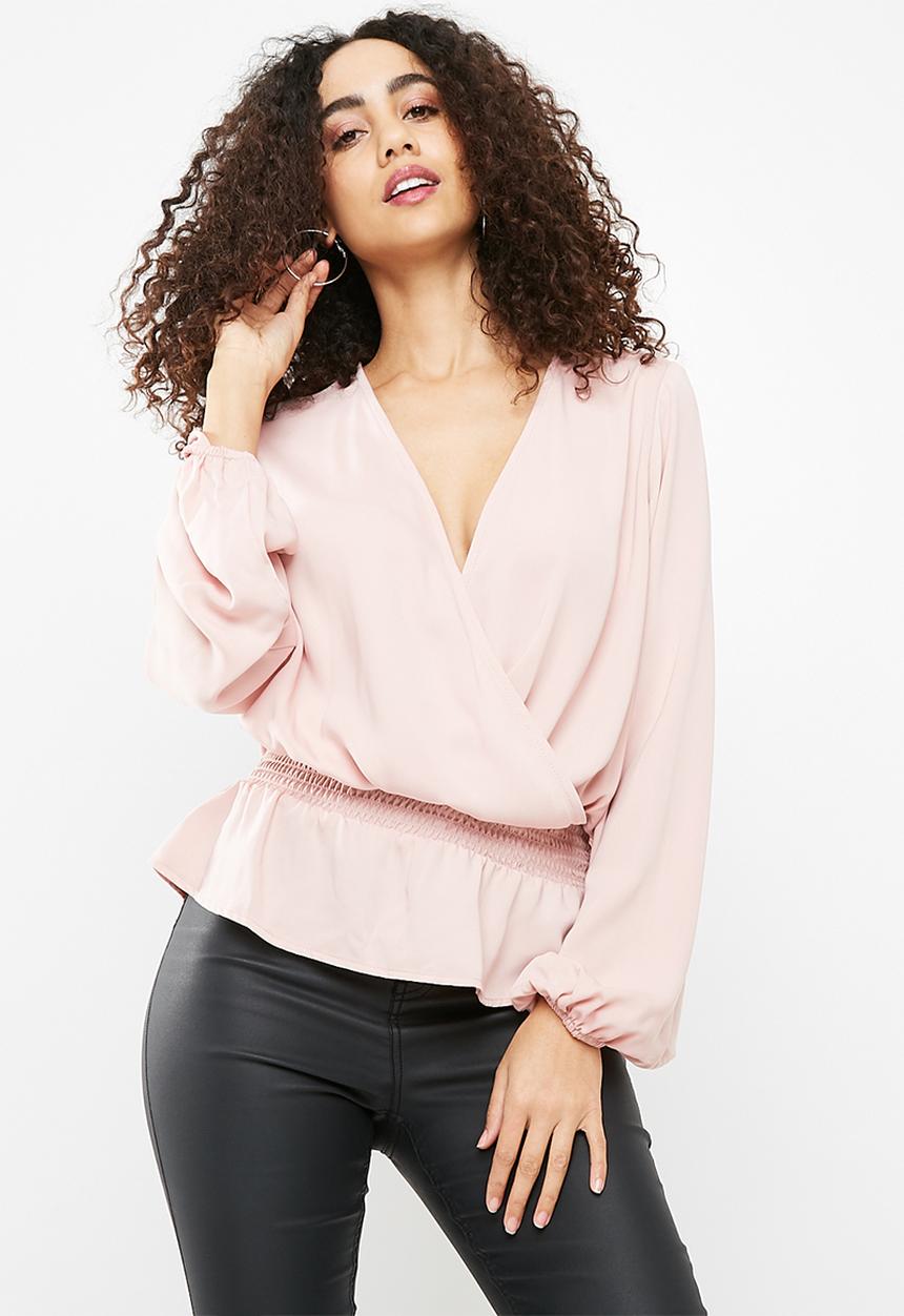 dailyfriday - Shirred waist wrap blouse