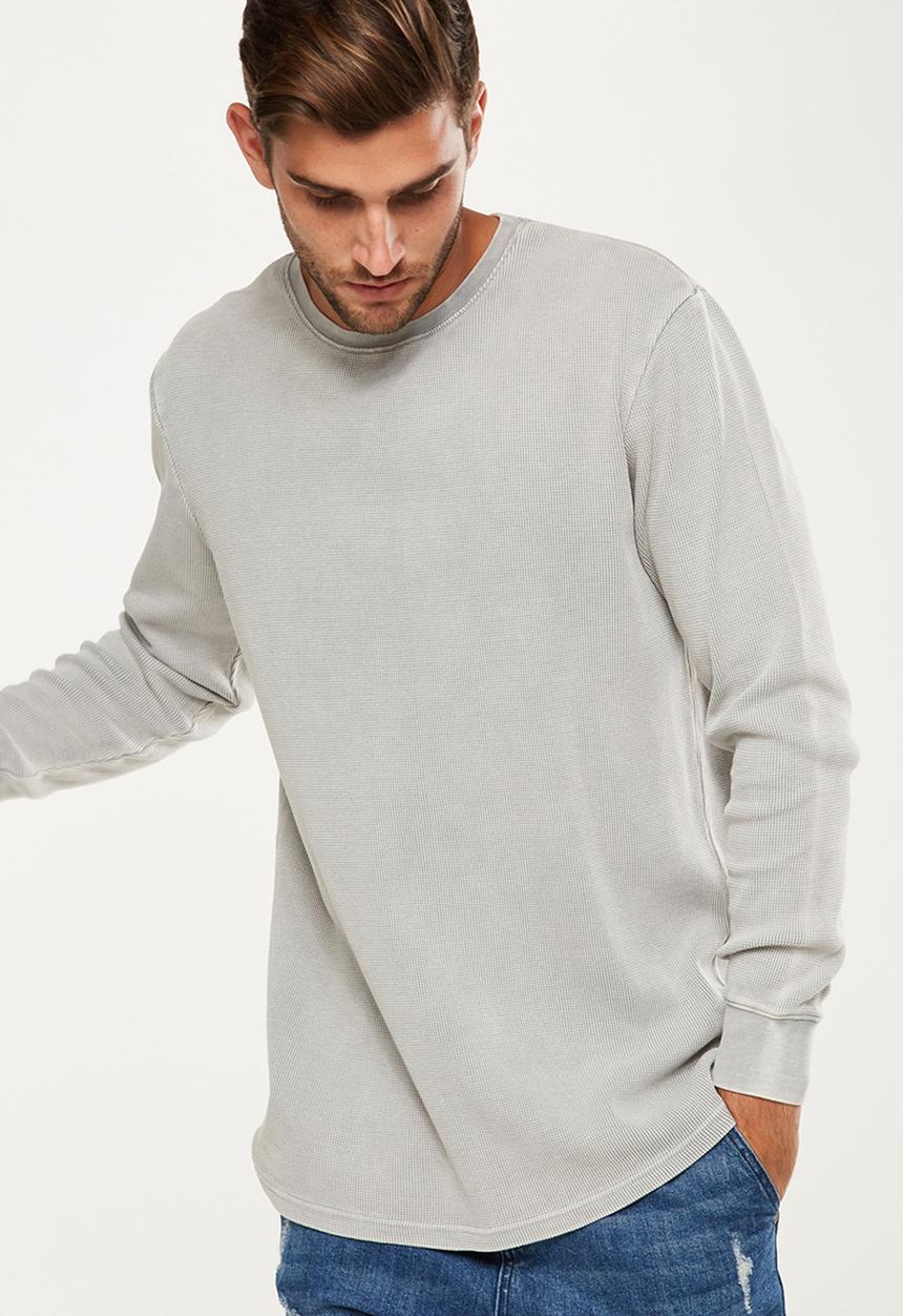 Cotton On - Waffle long sleeve tee - grey