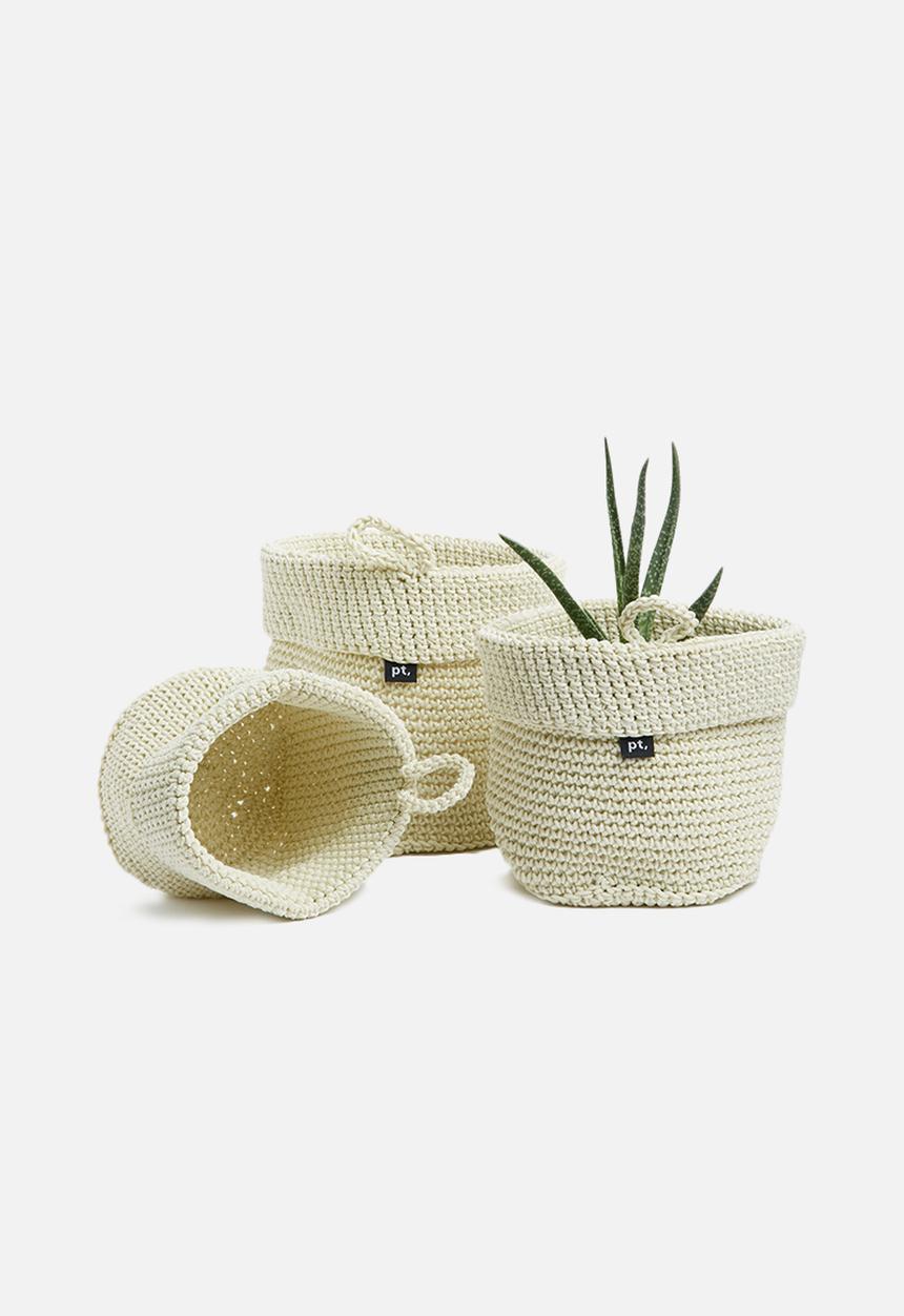 Present Time - Weave PP basket set - white 
