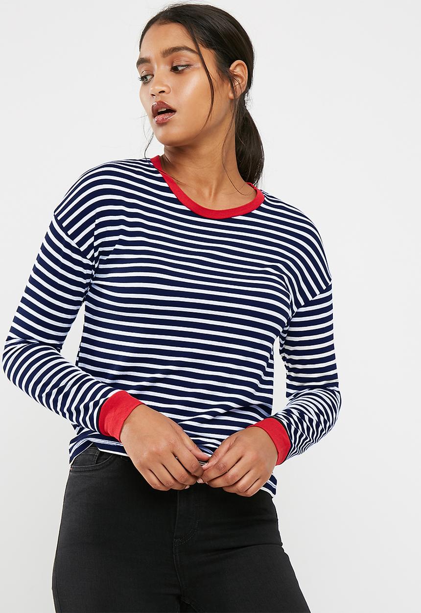 New Look - Long sleeve stripe fitted ringer top