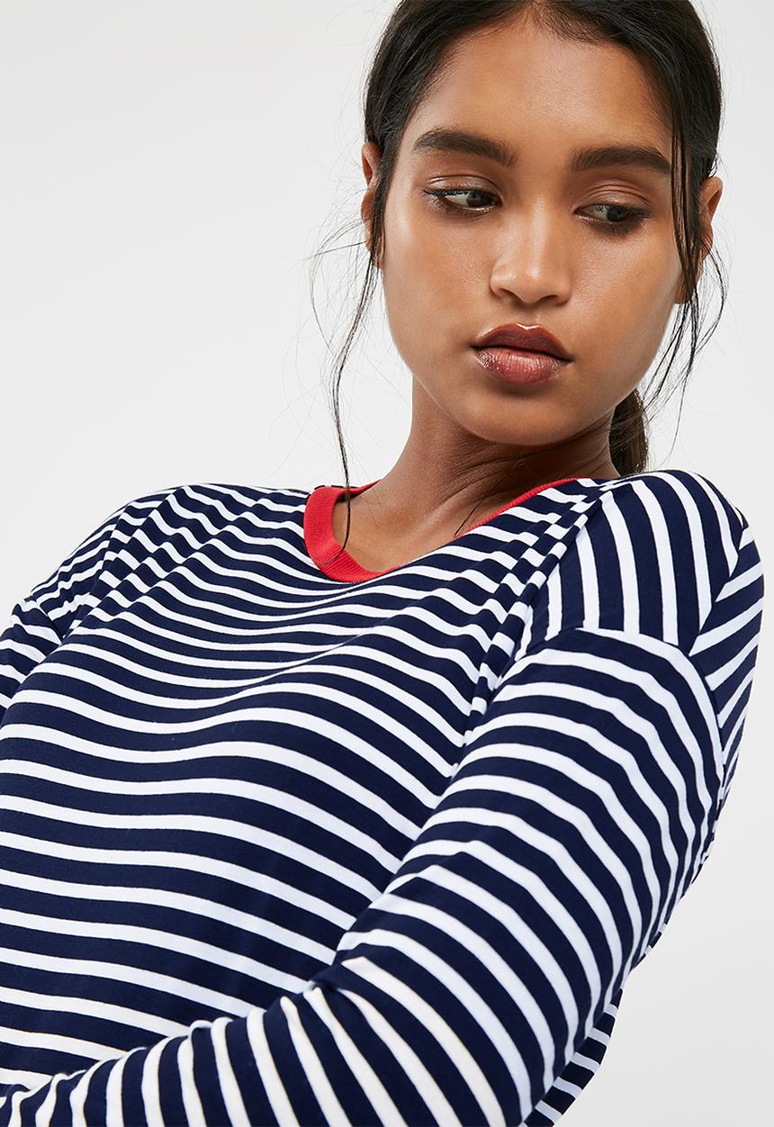 New Look - Long sleeve stripe fitted ringer top