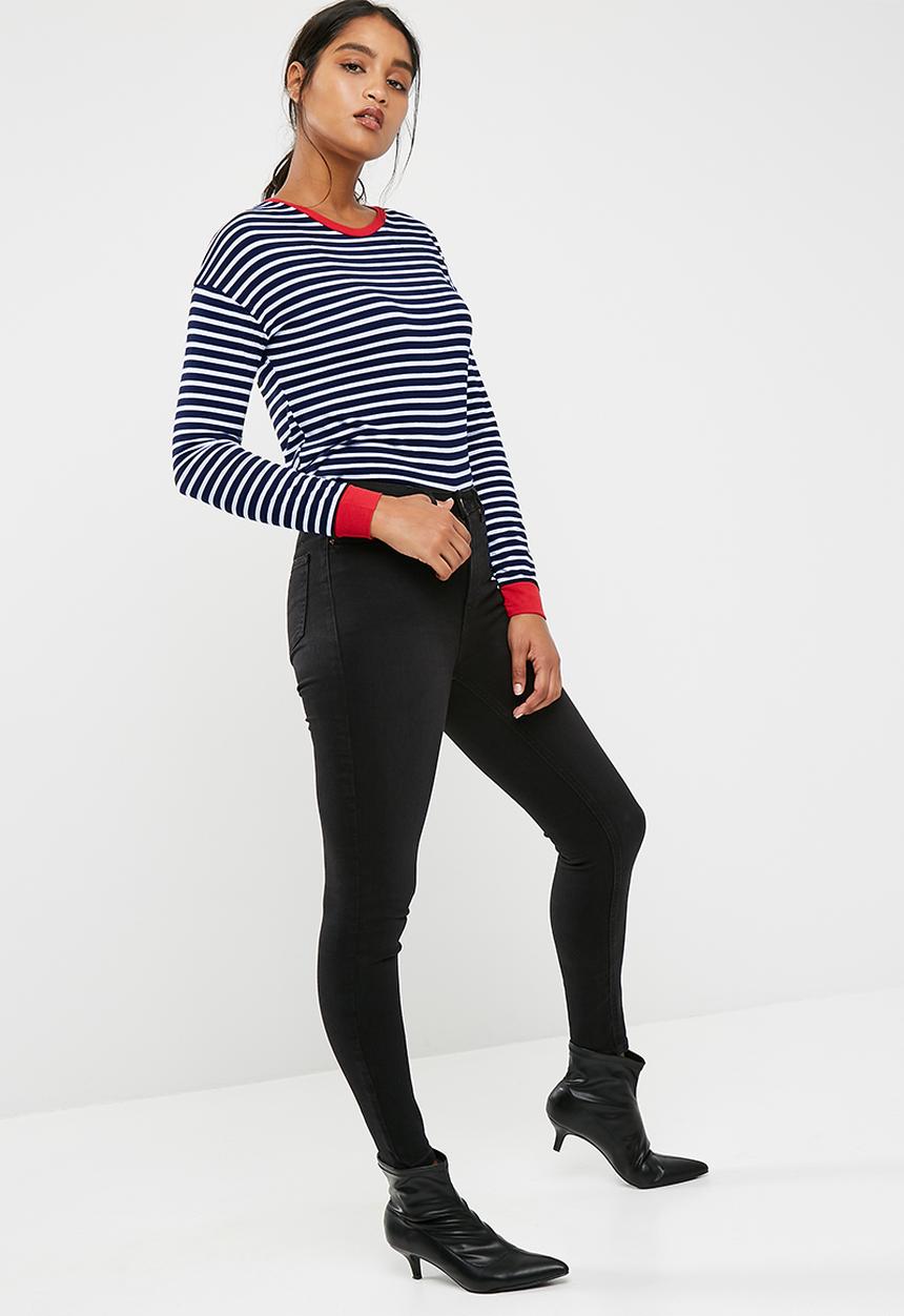 New Look - Long sleeve stripe fitted ringer top