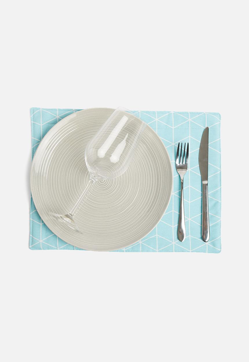 Grey Gardens - Square aqua placemat set of 2