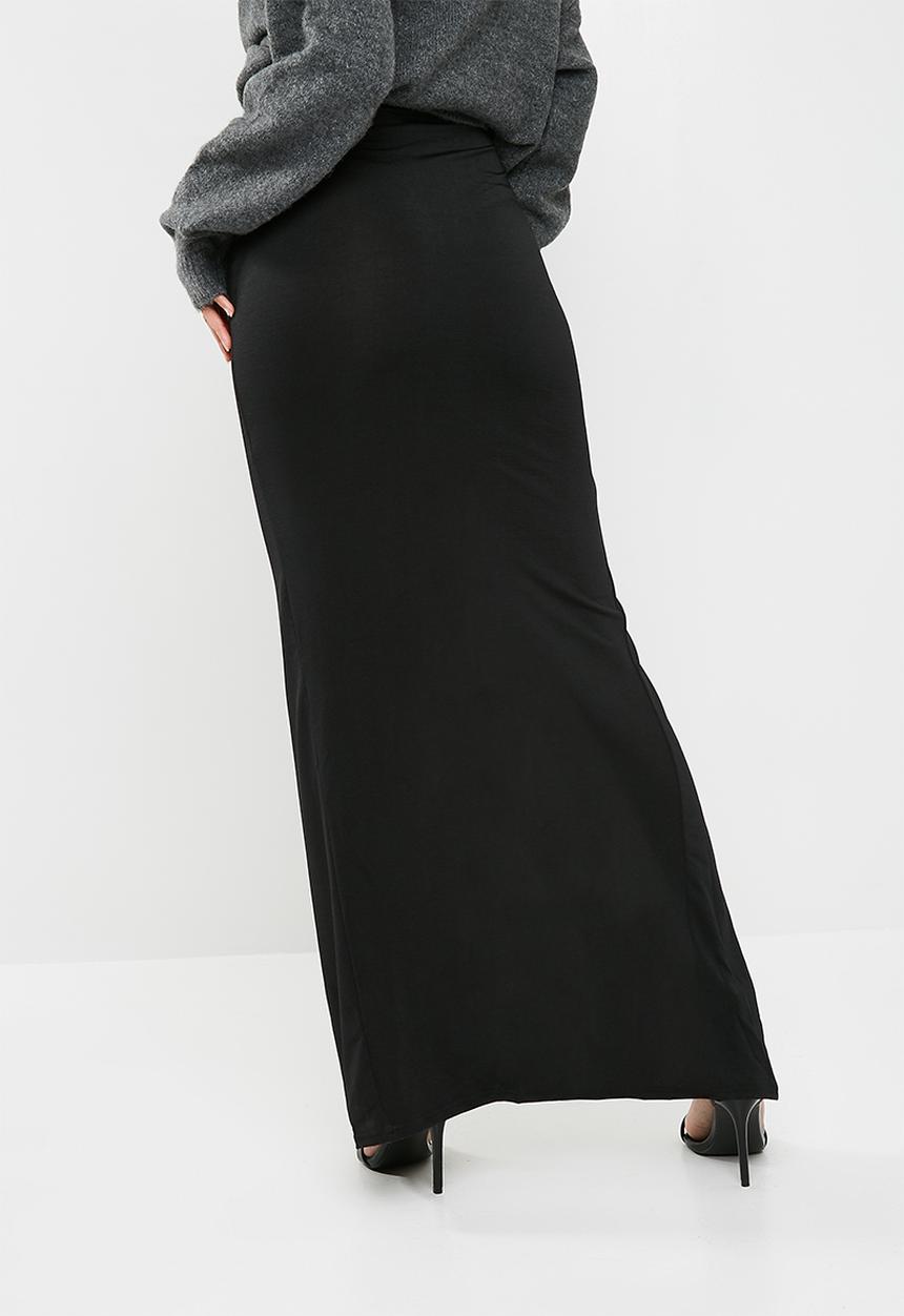 Missguided - Slinky ruched maxi skirt - black