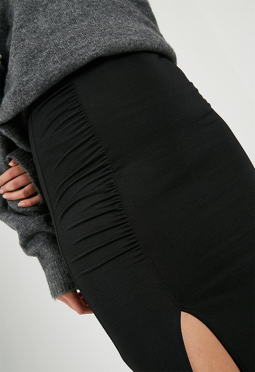 Missguided - Slinky ruched maxi skirt - black