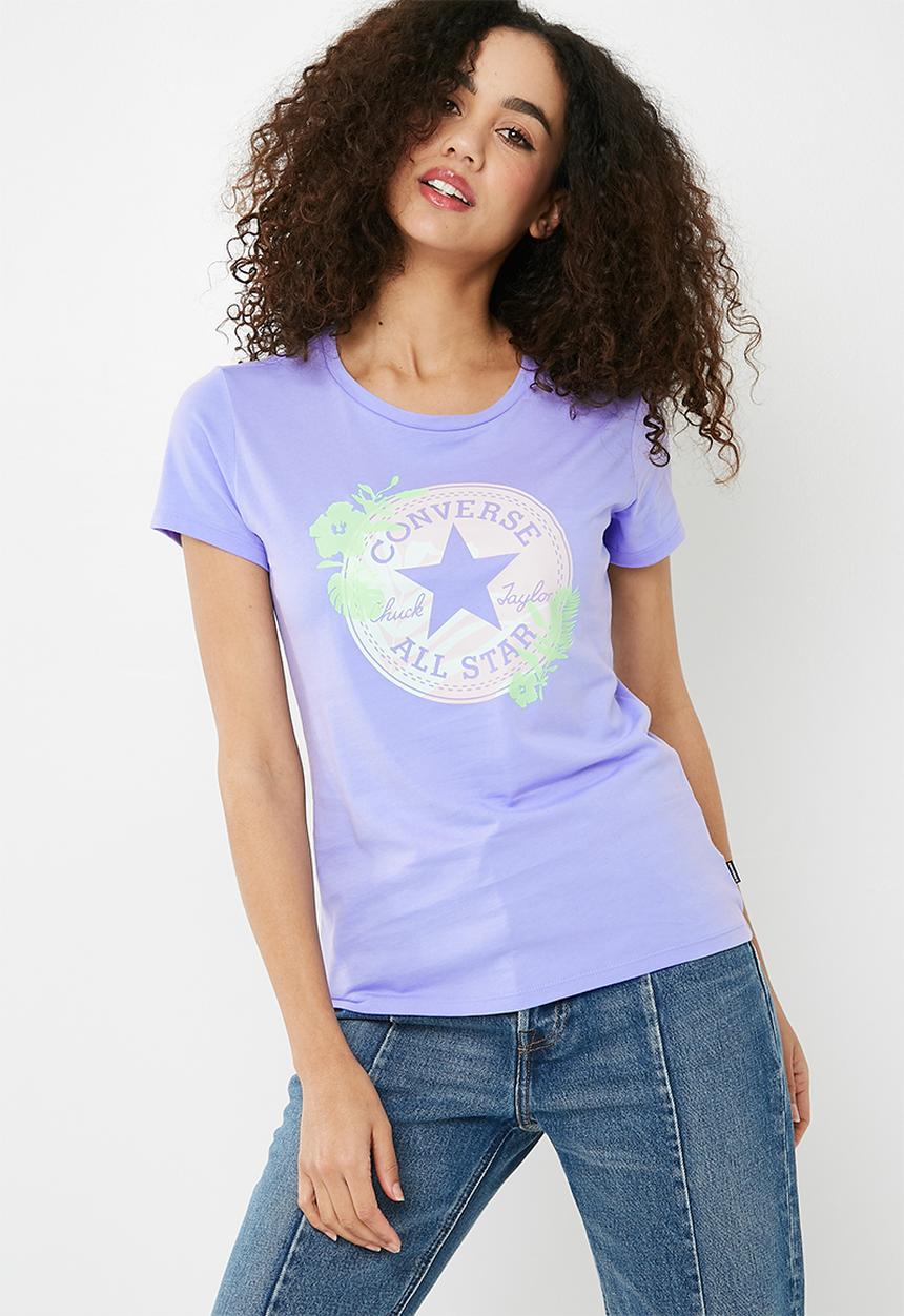 Converse - Palm print short sleeve crew tee - purple