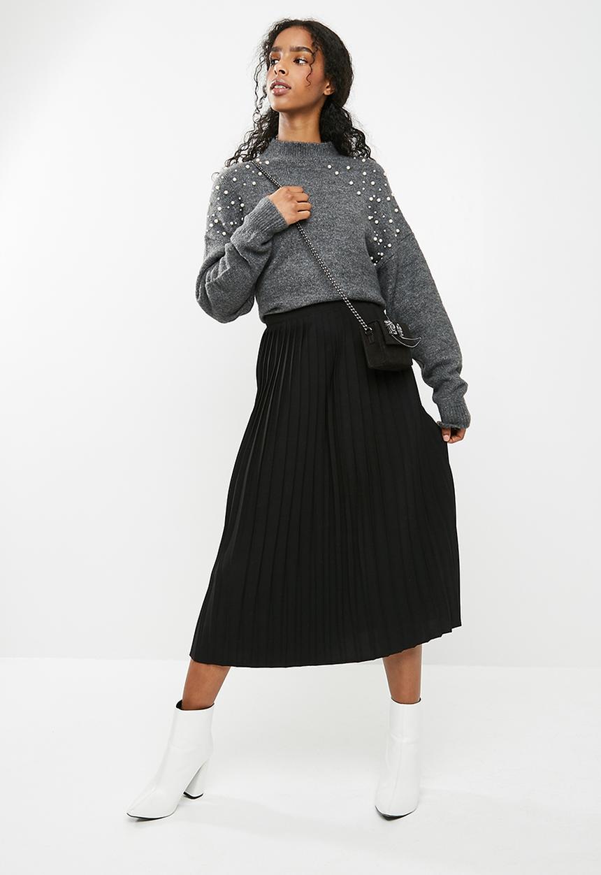 dailyfriday - Pleat midi skirt - black 