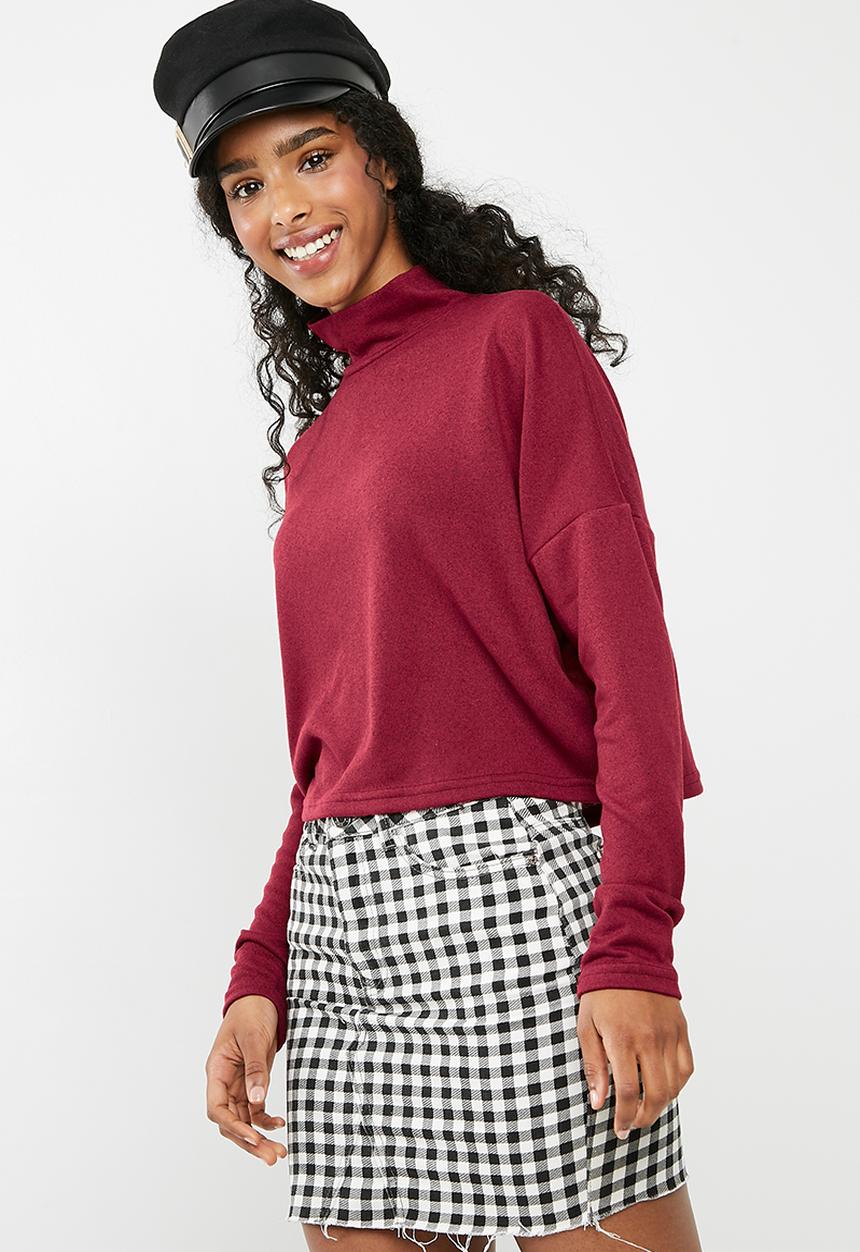 dailyfriday - Slouchy turtleneck top - red