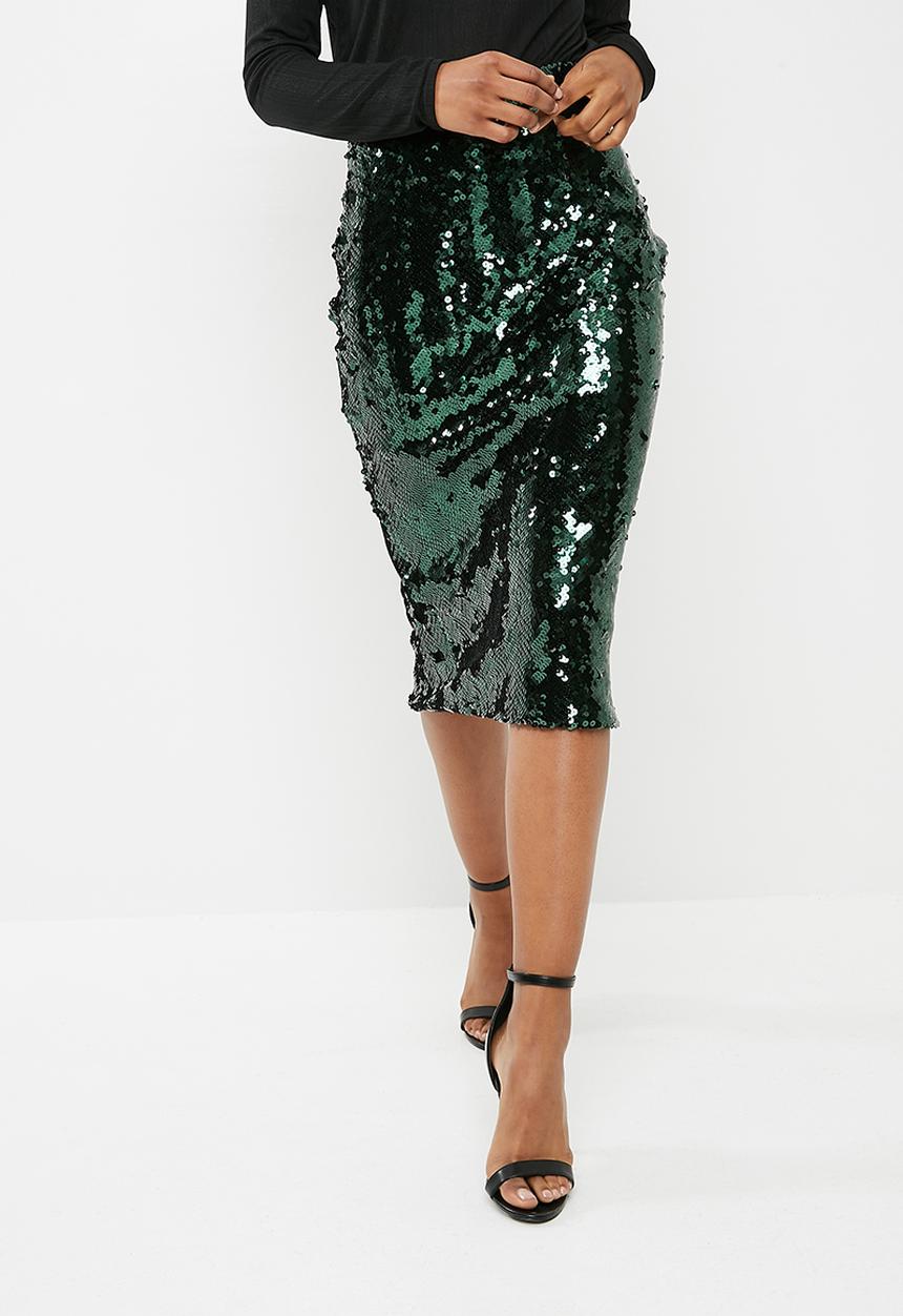 dailyfriday - High waisted sequin skirt - green 
