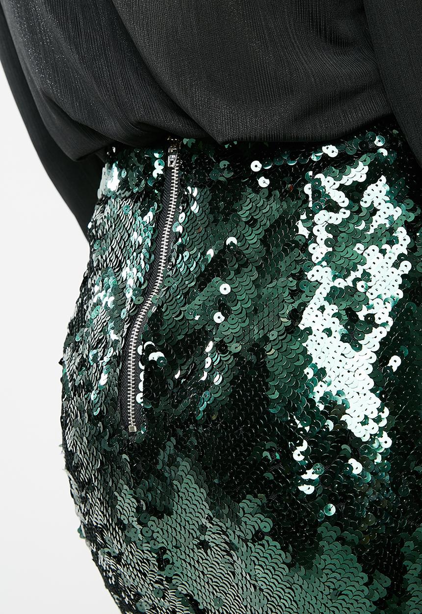 dailyfriday - High waisted sequin skirt - green 