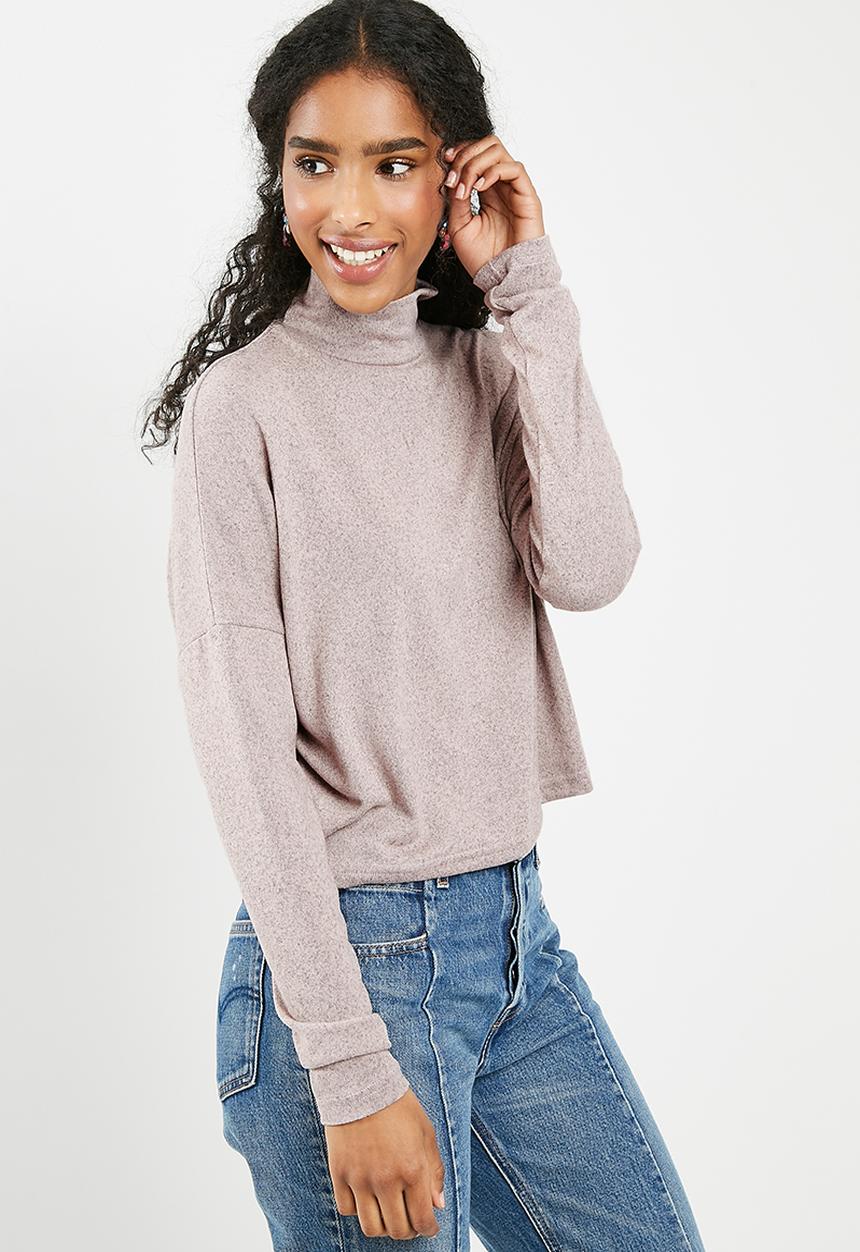 dailyfriday - Slouchy turtleneck top - pink 