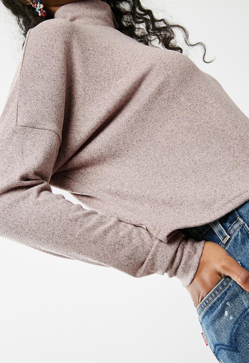 dailyfriday - Slouchy turtleneck top - pink 