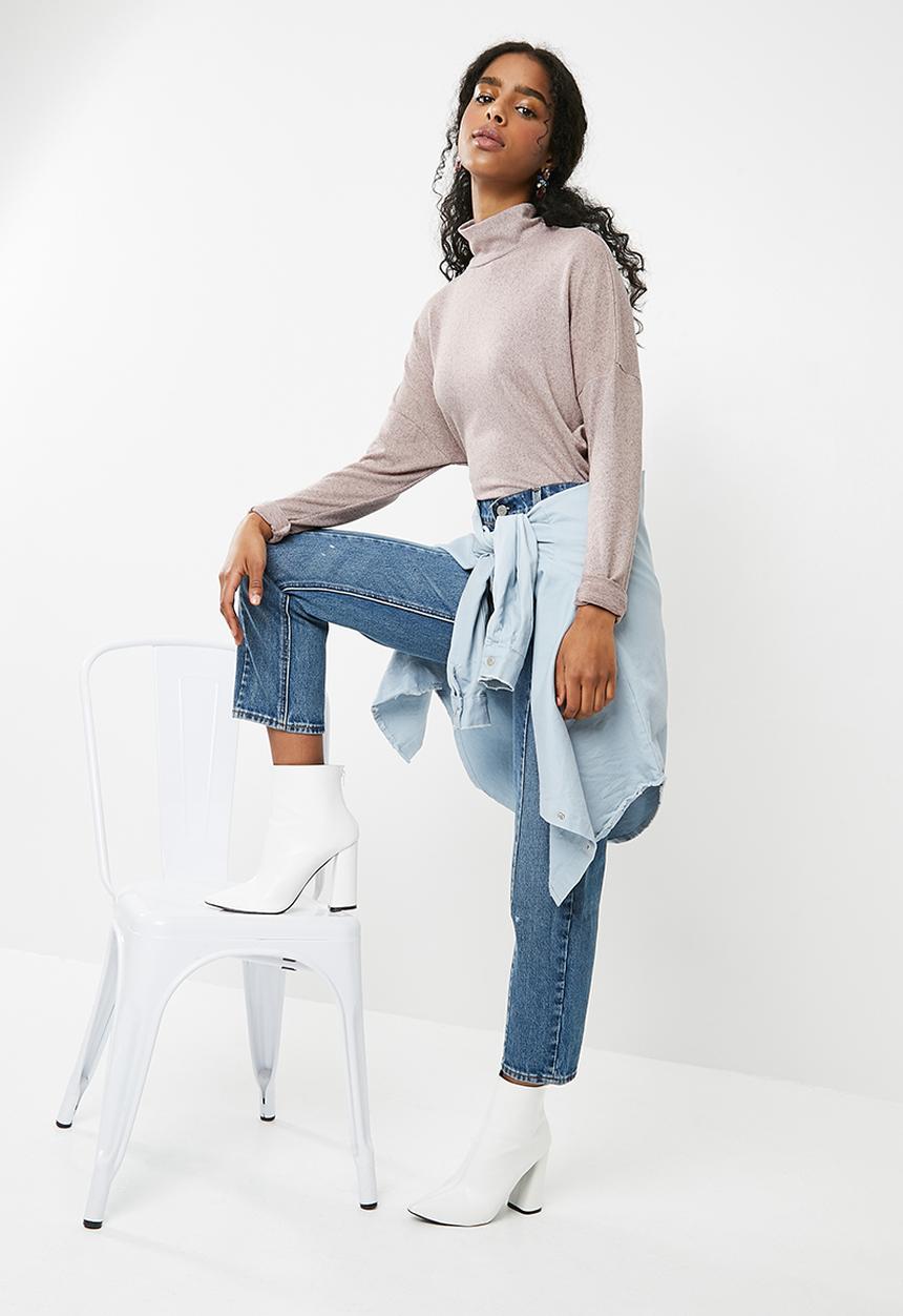 dailyfriday - Slouchy turtleneck top - pink 