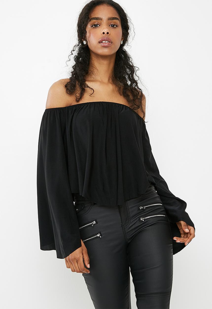 Missguided - Bardot flare sleeve top - black 