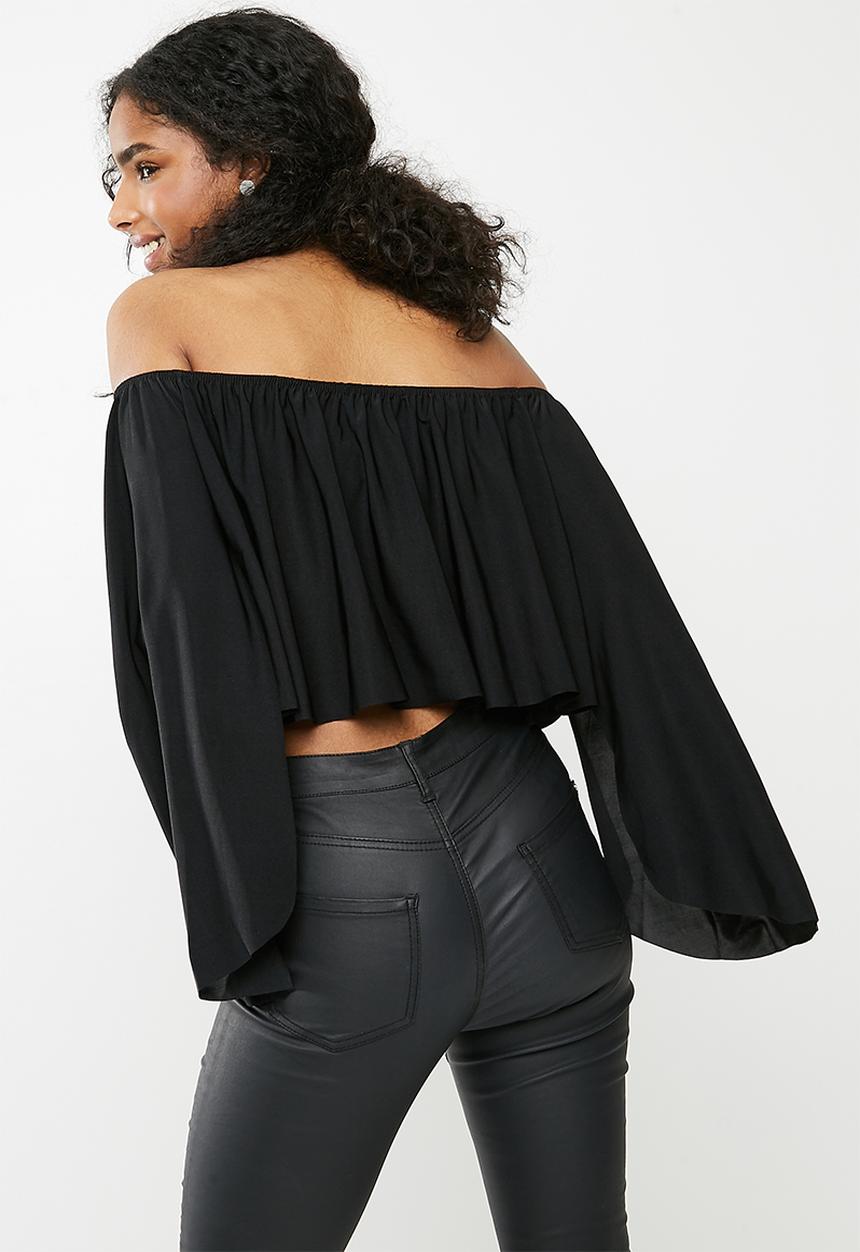 Missguided - Bardot flare sleeve top - black 