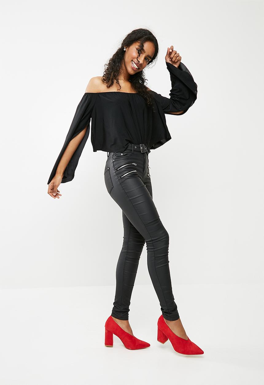 Missguided - Bardot flare sleeve top - black 