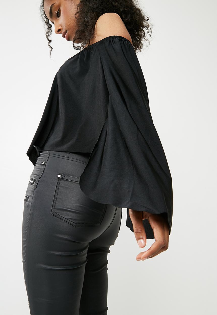 Missguided - Bardot flare sleeve top - black 