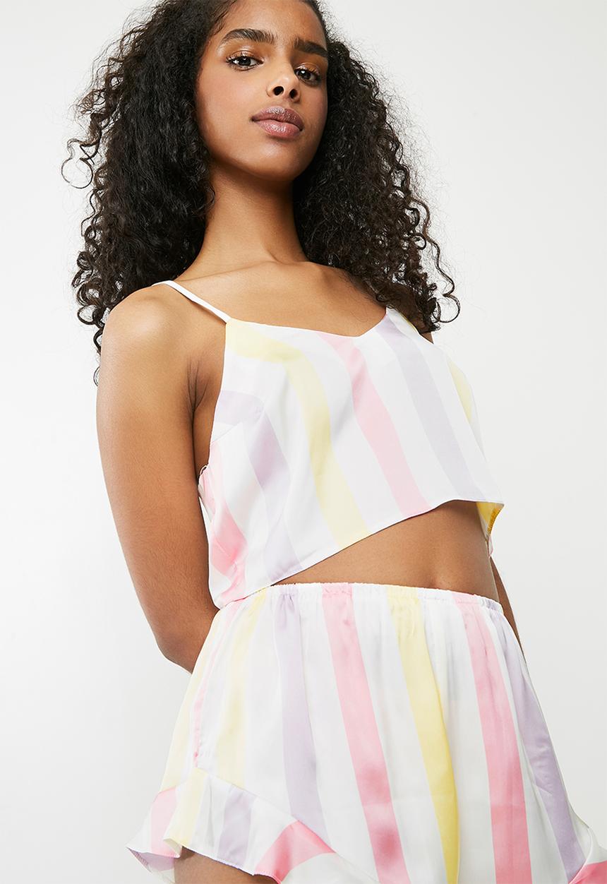 Missguided - Satin striped short pyjama set -  multi
