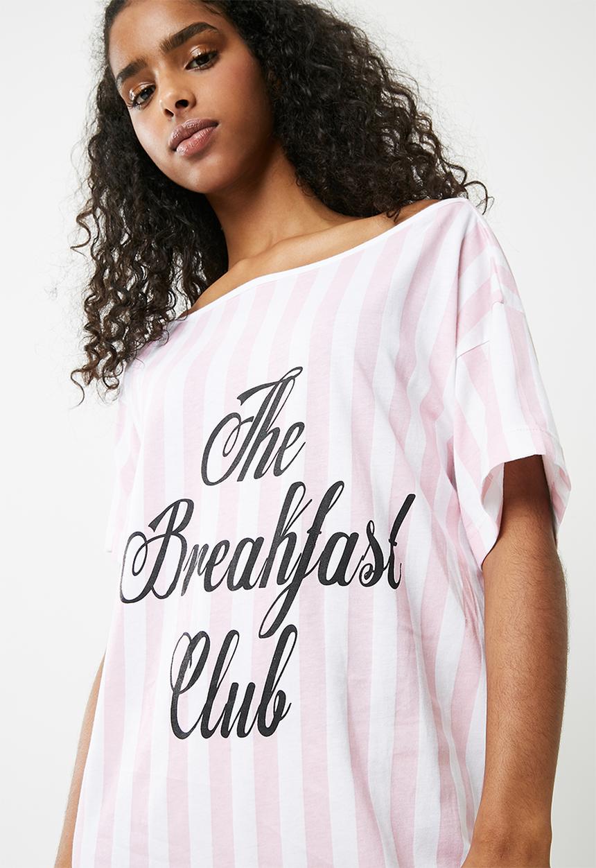 Missguided - The breakfast club night tee - pink