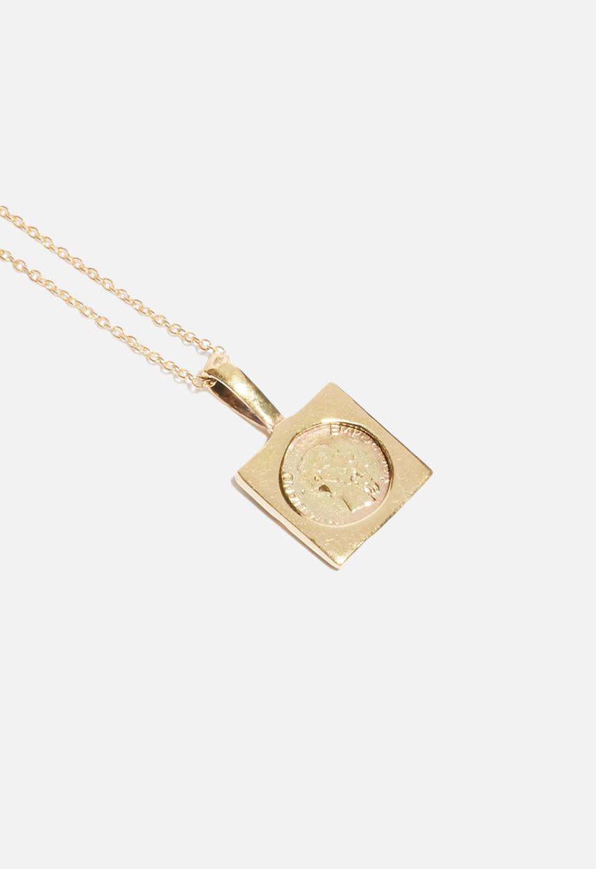 Matter of Fakt - Peso pendant square necklace - brass