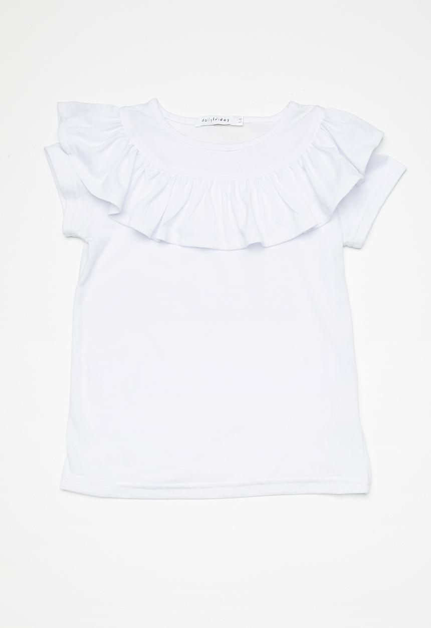 dailyfriday - Kids girls circus ruffle tee - white 