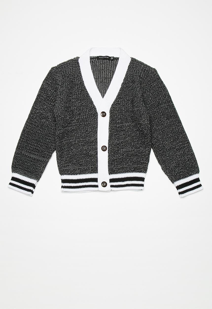 basicthread - Kids boys tipped cardigan - grey 