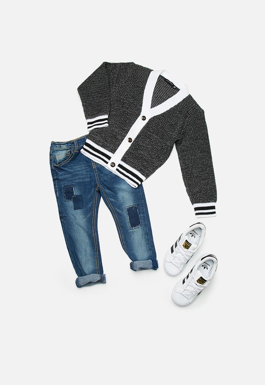 basicthread - Kids boys tipped cardigan - grey 