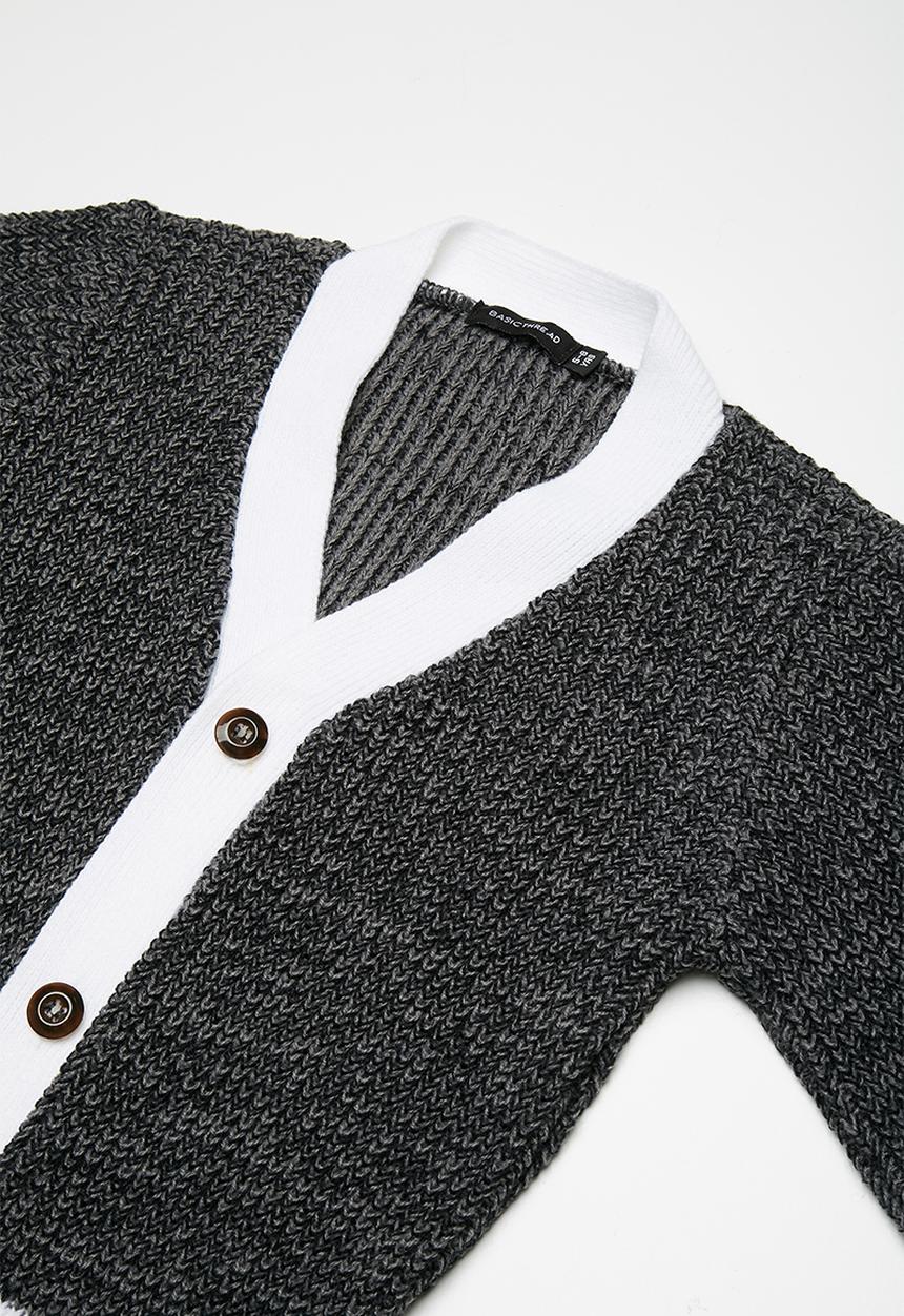 basicthread - Kids boys tipped cardigan - grey 
