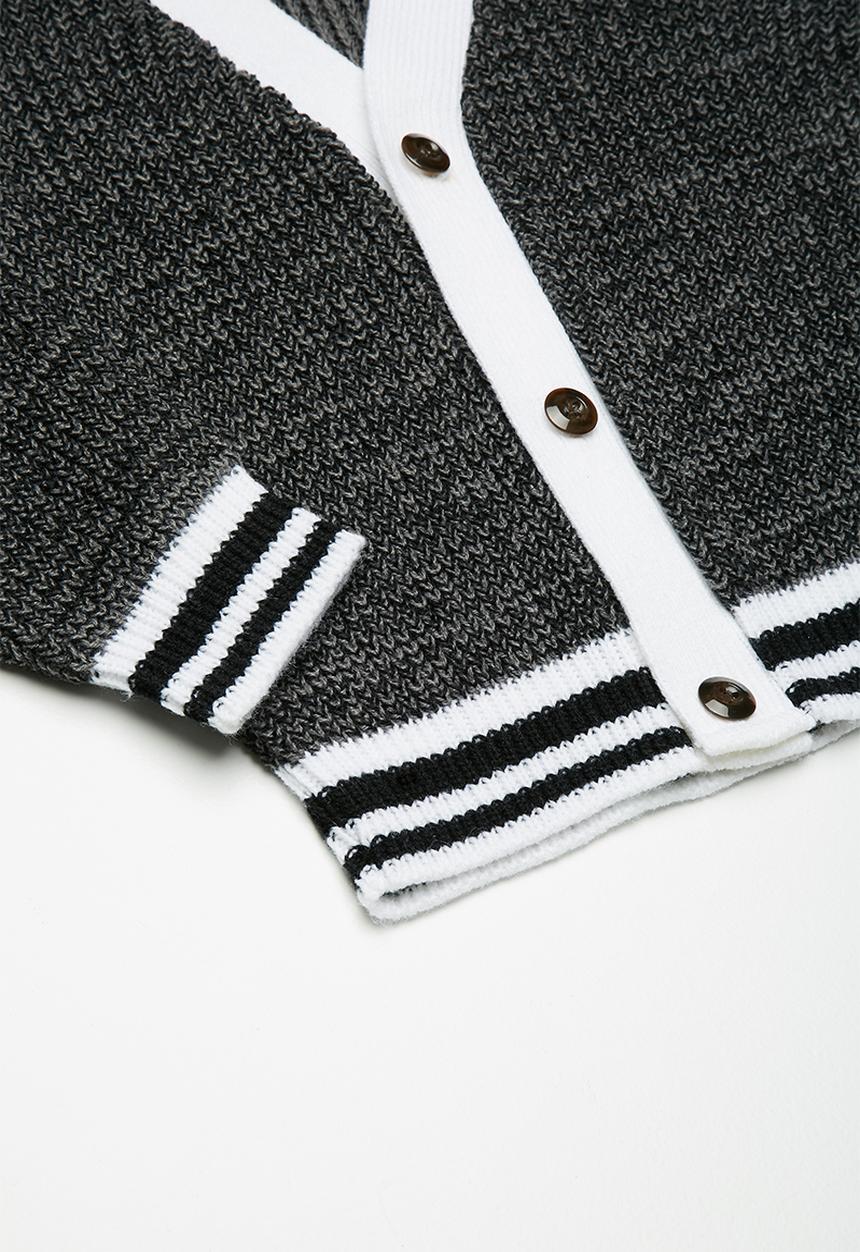 basicthread - Kids boys tipped cardigan - grey 
