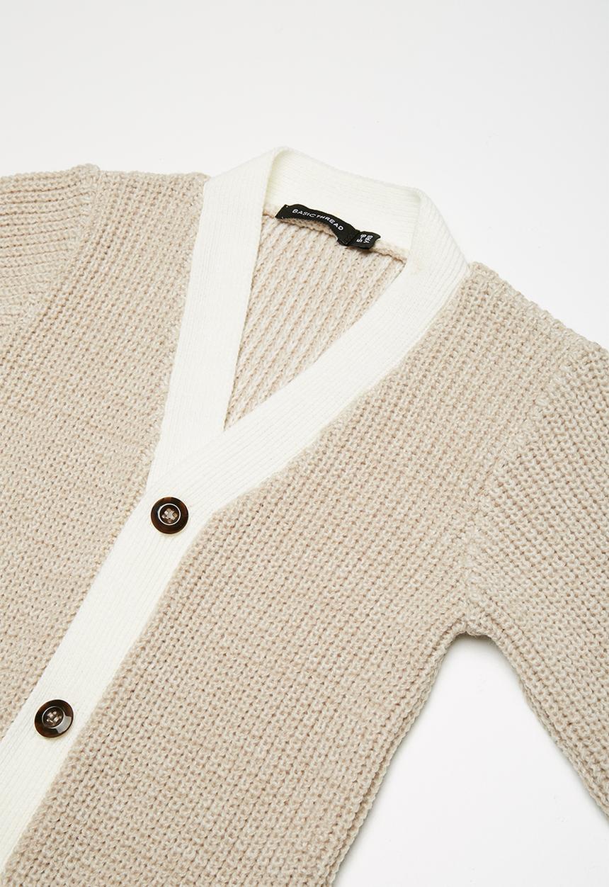 basicthread - Kids boys tipped cardigan - beige