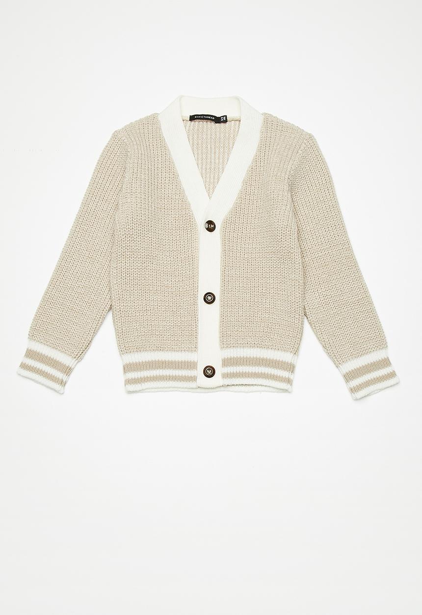 basicthread - Kids boys tipped cardigan - beige