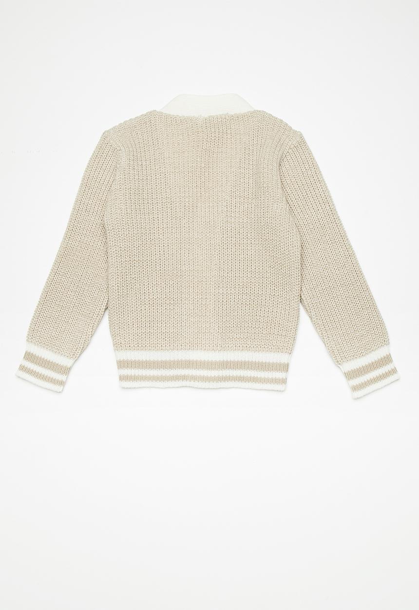 basicthread - Kids boys tipped cardigan - beige