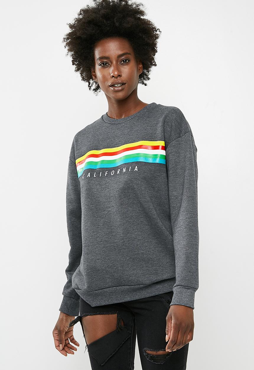 dailyfriday - Long sleeve printed sweat top - charcoal