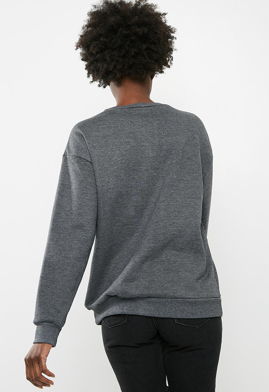 dailyfriday - Long sleeve printed sweat top - charcoal