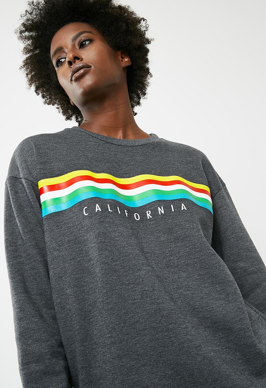 dailyfriday - Long sleeve printed sweat top - charcoal
