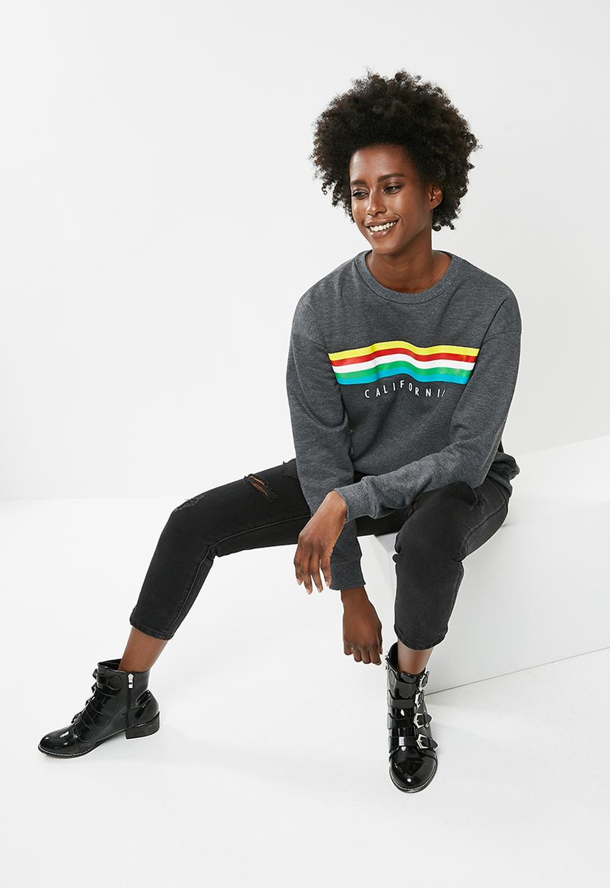 dailyfriday - Long sleeve printed sweat top - charcoal