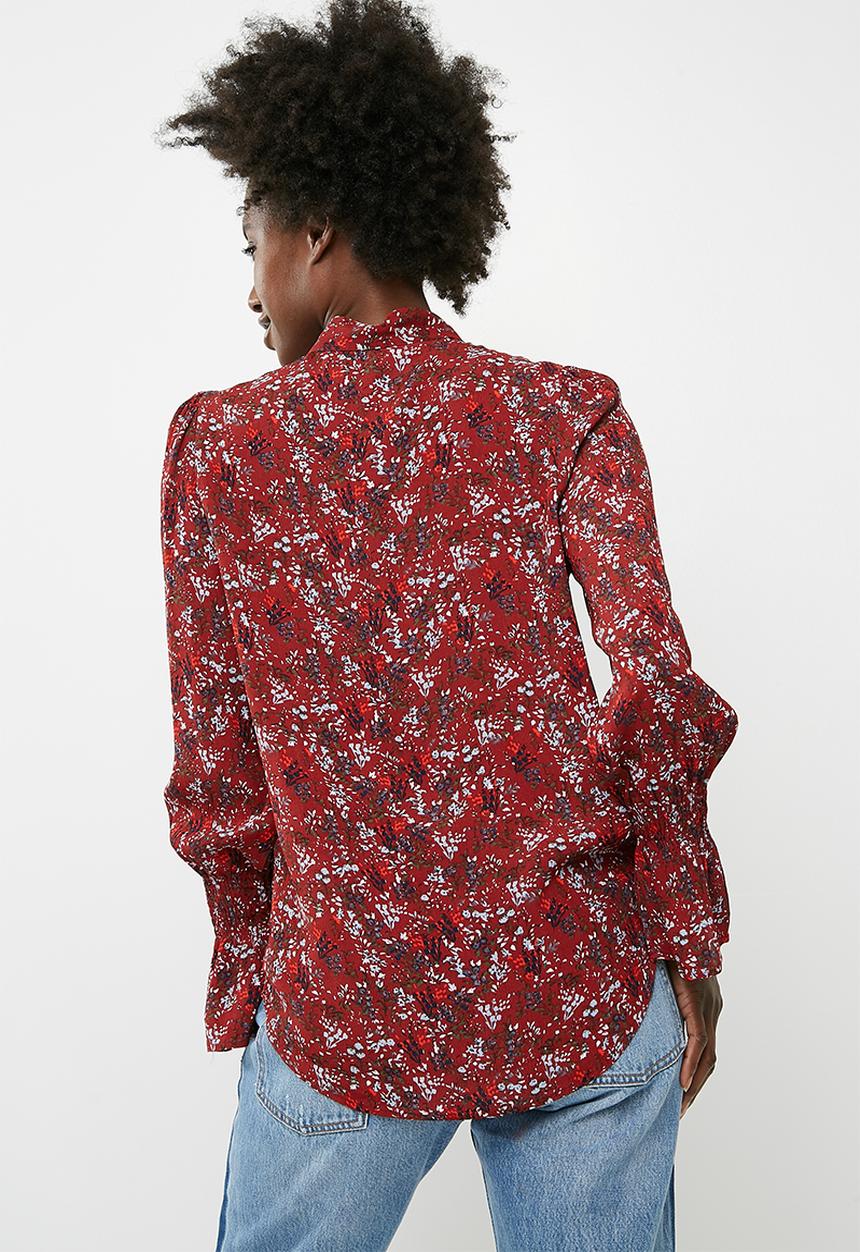 Vero Moda - Camille long sleeve tie shirt - red 