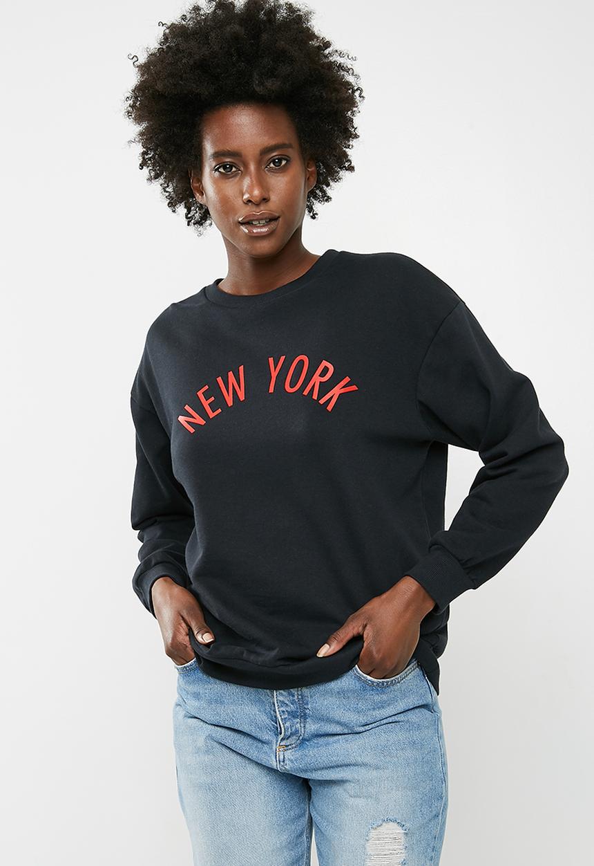 dailyfriday - Long sleeve printed sweat top - black