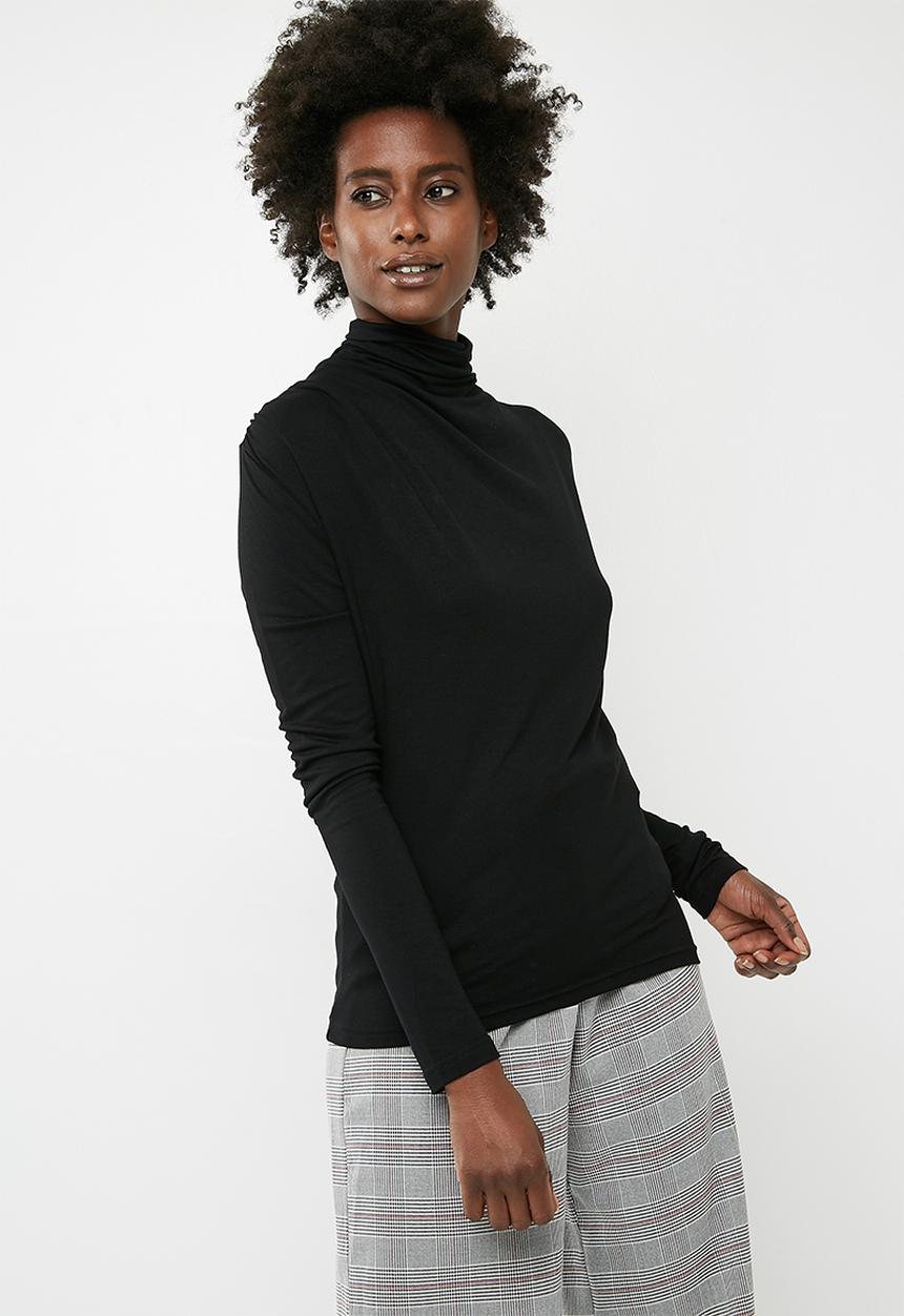 Vero Moda - Glee waterfall longsleeve top - black 
