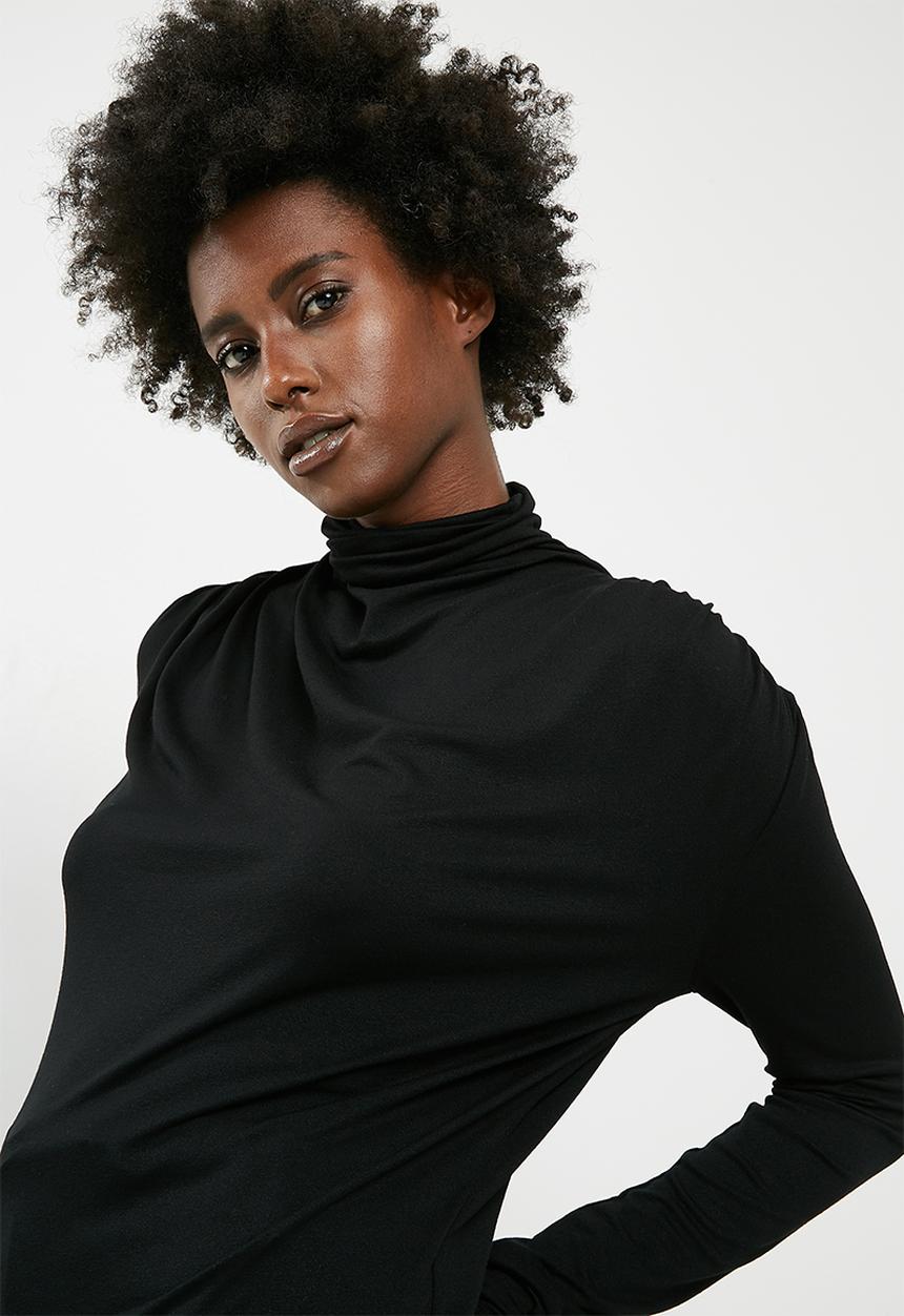 Vero Moda - Glee waterfall longsleeve top - black 