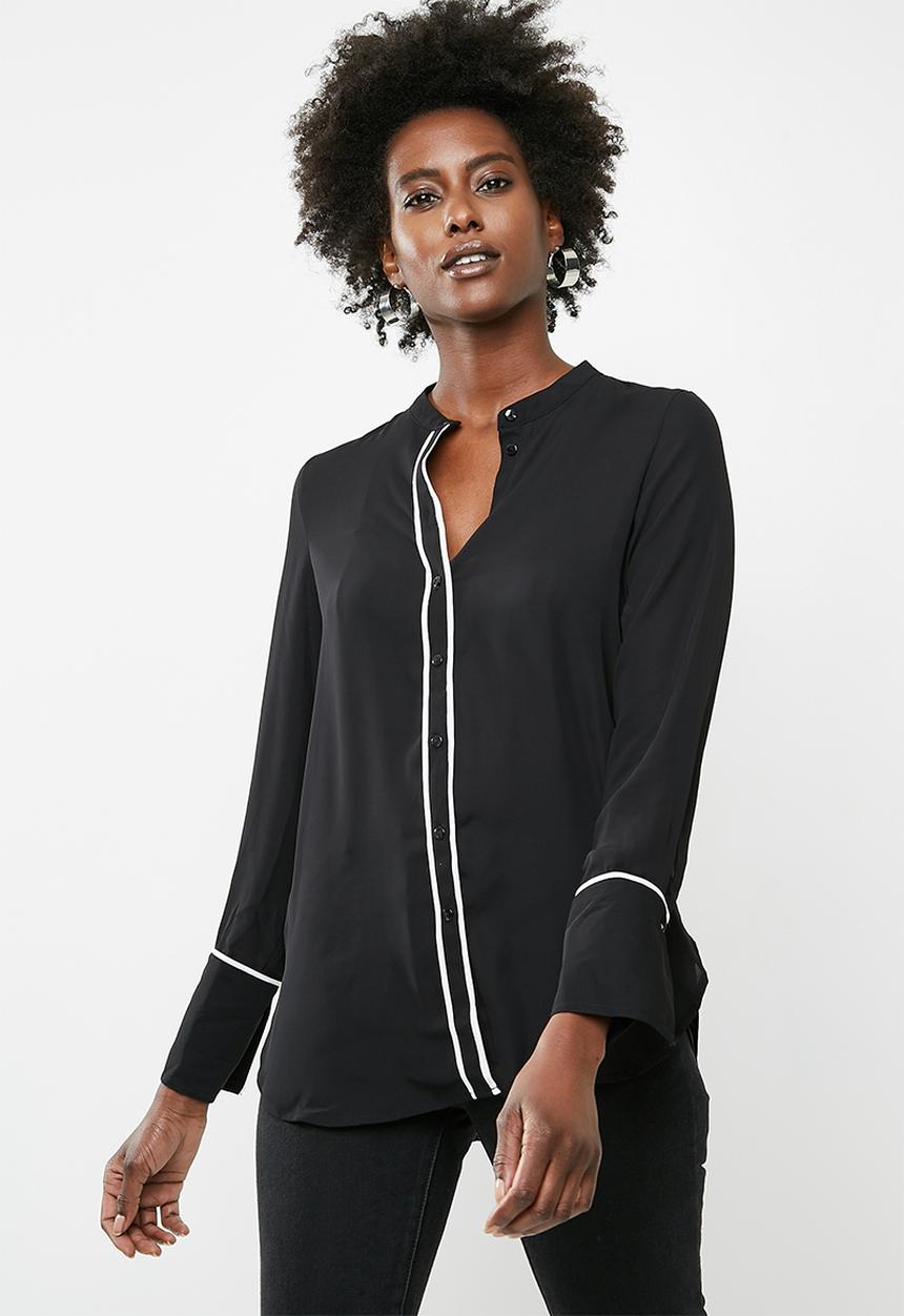 Vero Moda - Dark pipping long sleeve shirt - black 