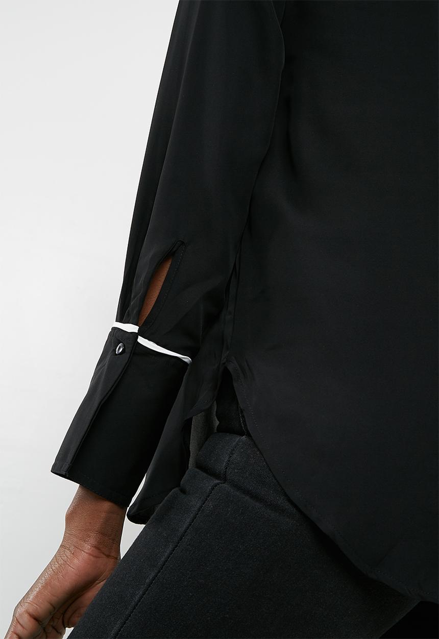 Vero Moda - Dark pipping long sleeve shirt - black 