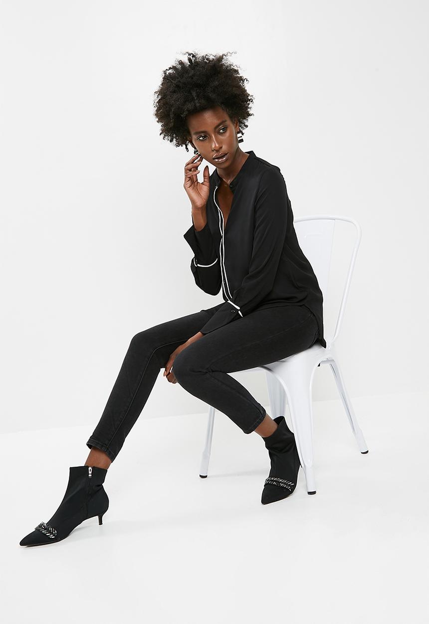 Vero Moda - Dark pipping long sleeve shirt - black 